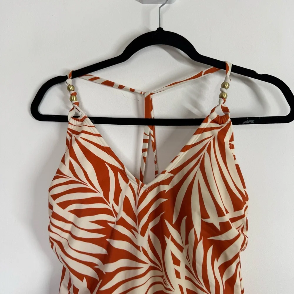 Shade & Shore Tropical Leaf Print One Piece NEW